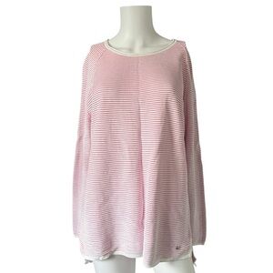 ORLY Striped Long Sleeve Sweater Pullover Pink White Knit Size Large L